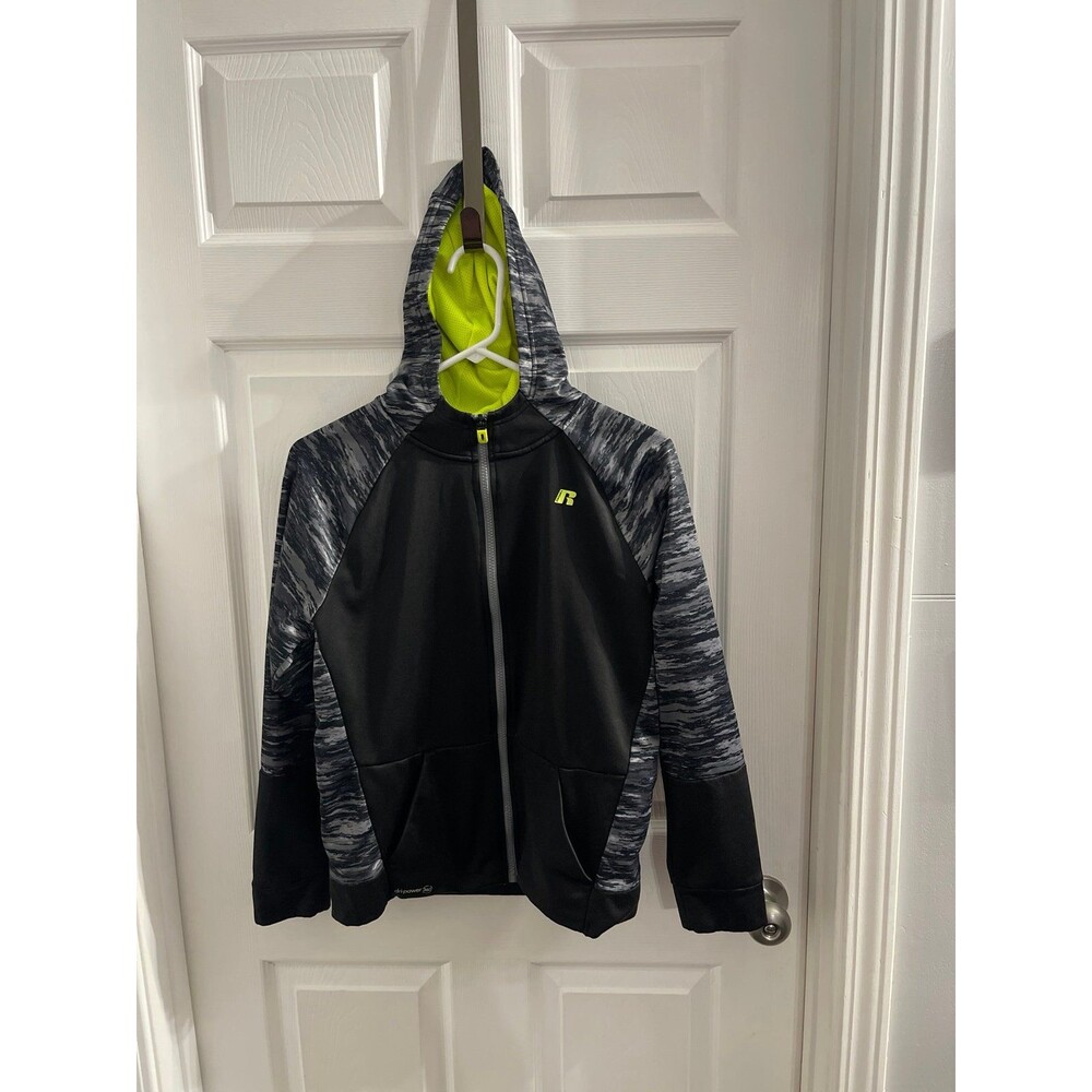 Russell Boys Fleece Lined Full Zip Hoodie Size XXL (18) Black